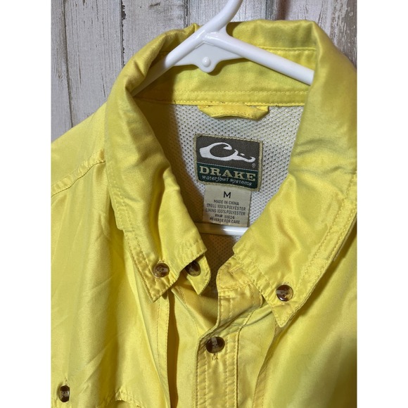 Drake Yellow Short Sleeve Fishing Shirt Size M - Picture 3 of 5